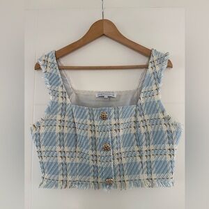 Endless Rose Cropped Tweed Top, size large.